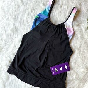 NWT Lululemon 4 Run Times Tank Top - Sky To Seawheeze 2014 - Water Color Black